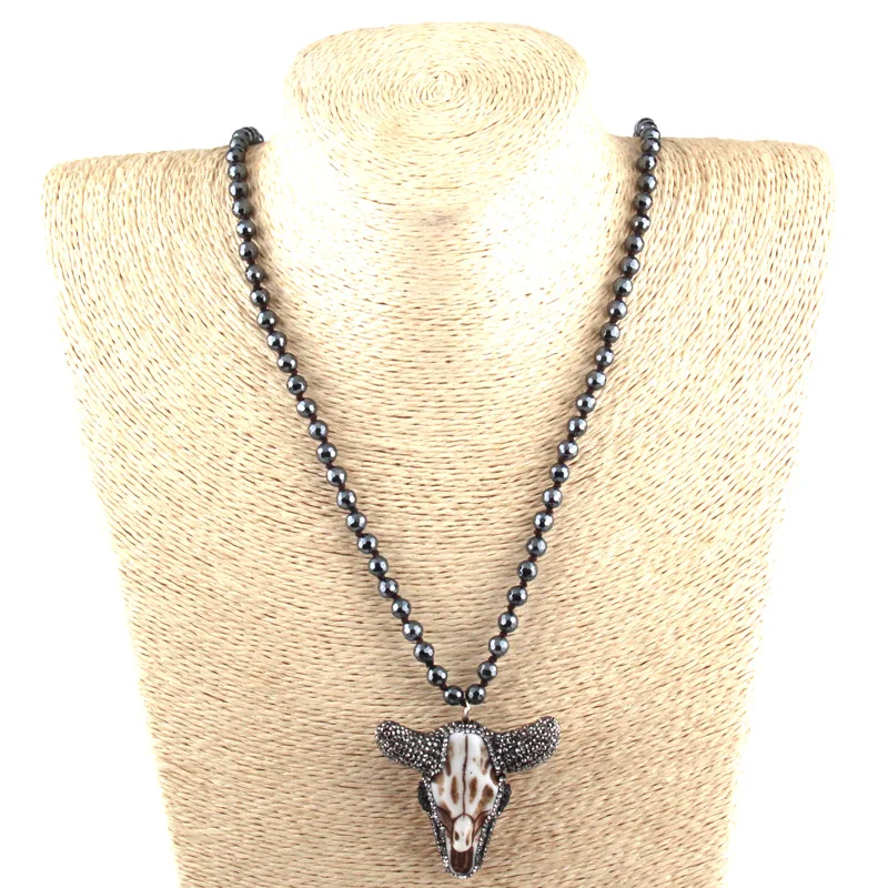 MOODPC модный Ограненный гематит камень ручной работы кристалл мощеная голова быка