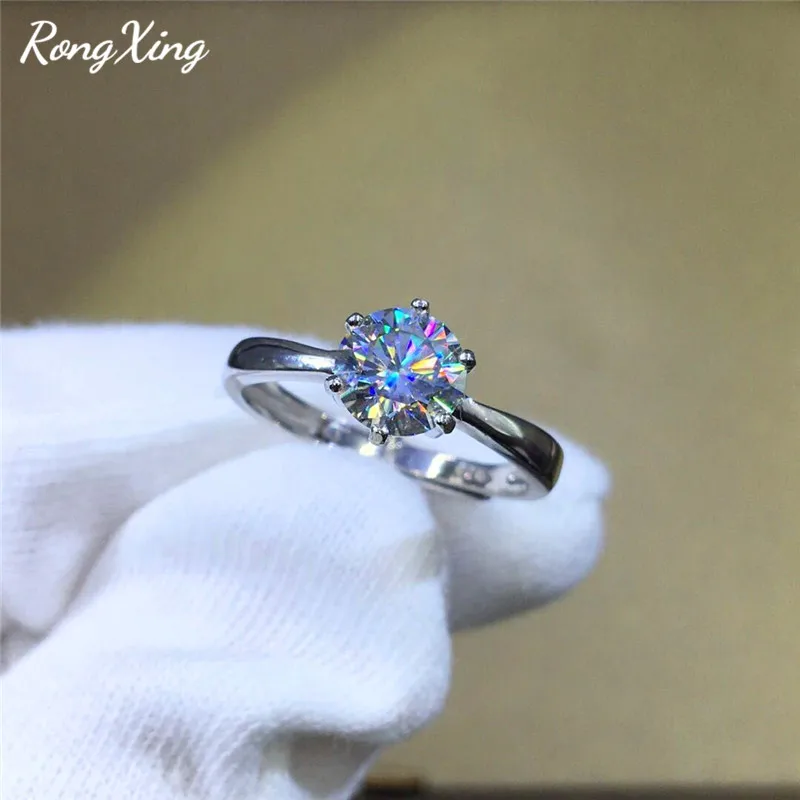 Женское Обручальное Кольцо RongXing обручальное кольцо с Белым Круглым цирконием