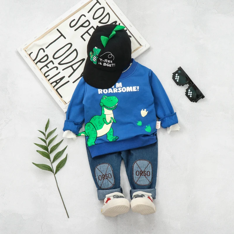 2019 Autumn Baby Boy Clothing Sets Infant Toddler Clothes Suits Cartoon Dinosaur T Shirt Pants Kids Children Costume |