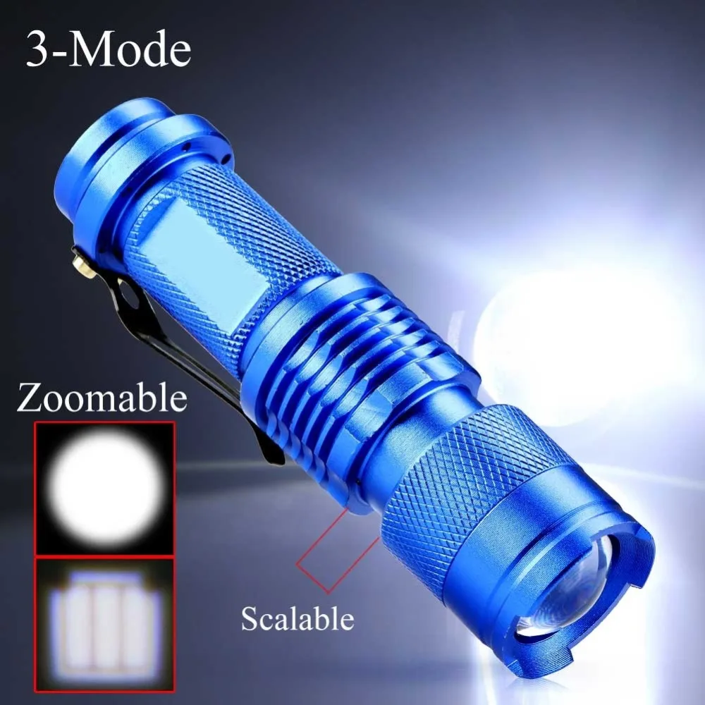 

LED Mini Flashlight 2000 Lumens Q5 Torch 3 Modes Zoomable Flash Light Lantern 14500 AA Lamp Outdoor Tactical Camping Hunting