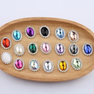 Пуговицы для стразы с плоской спинкой, для повязок на голову и цветочных центров, 10 шт., 20 х25 мм