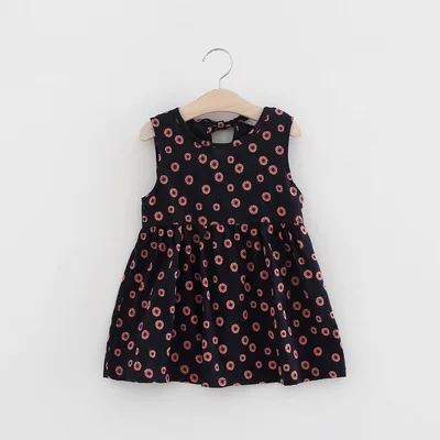 VIDMID baby girls sleeveless flowers dresses for girls summer cotton Princess clothing kids girls short sleeve clothes kids - Цвет: as photo