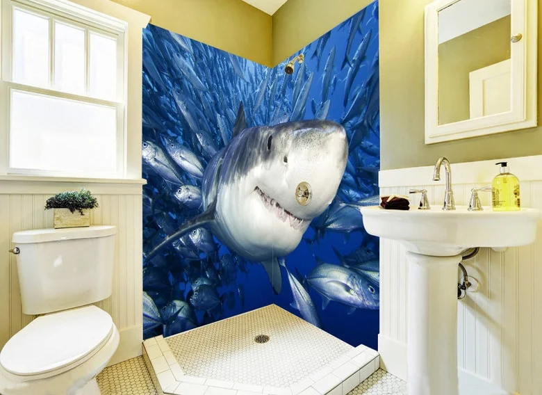Лидер продаж 3D ПВХ напольная настенная наклейка большая s Deep Sea Shark роспись