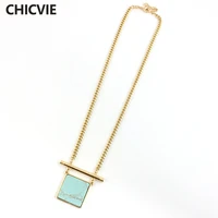 chicvie white green necklace classic long gold color collar necklaces pendants jewelry for women sne160195