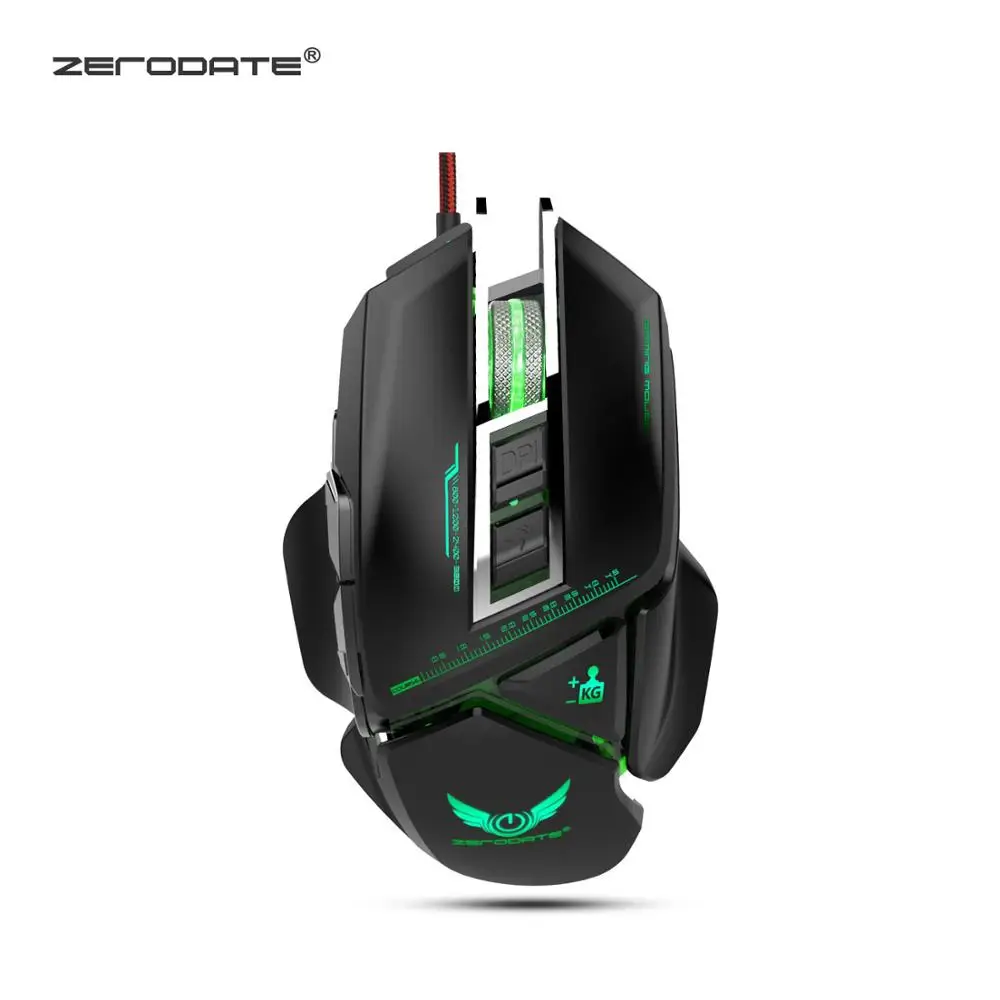 ZERODATE X400GY 11-key USB Проводная оптическая игровая мышь с светодиодный светильник 3200 dpi Регулируемый Вес для ПК ноутбук программируемый