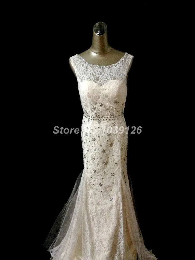 [Free Shipping] Elegant Bead Crystal Floor Length Sleeveless Lace Evening Dress 2014 | Свадьбы и торжества