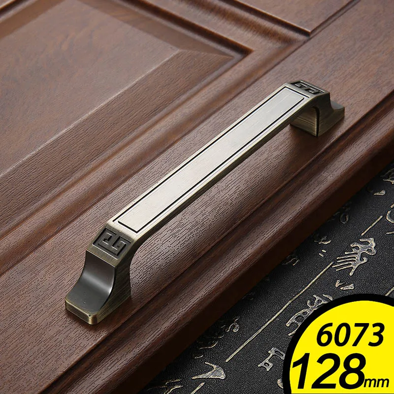 Chinese Classical Cabinet Medicine Cabinet Door Handle Antique Copper Cabinet Drawer Wardrobe Wine Cabinet Pulls - Цвет: 6073-128mm-Green
