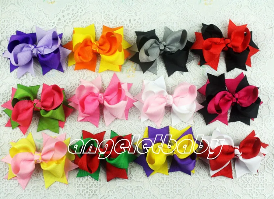 50 шт. ручная работа 3 дюймовая атласная лента бант острый уголок двухцветные