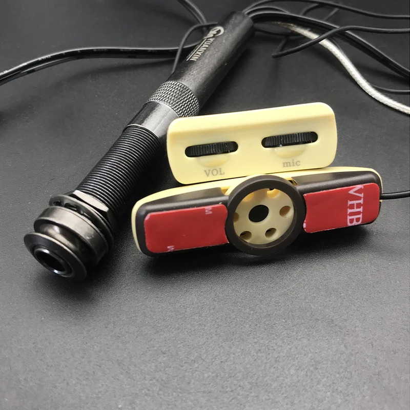 Soundhole Guitar Pickup Zinc Alloy A-202 Microphone Sound Hole Adjustable Preamp Equalizer for Acoustic Folk Guitar with Access