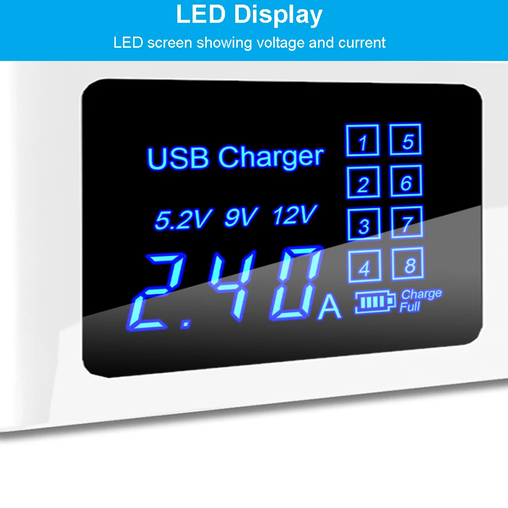 Quick Charge 3 0 QC Smart USB Зарядное устройство 8 Порты и разъёмы светодио дный Дисплей