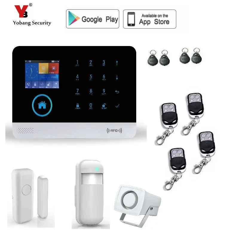 Беспроводная система сигнализации Yobang Wi Fi gsm TFT дисплей дверной датчик комплект