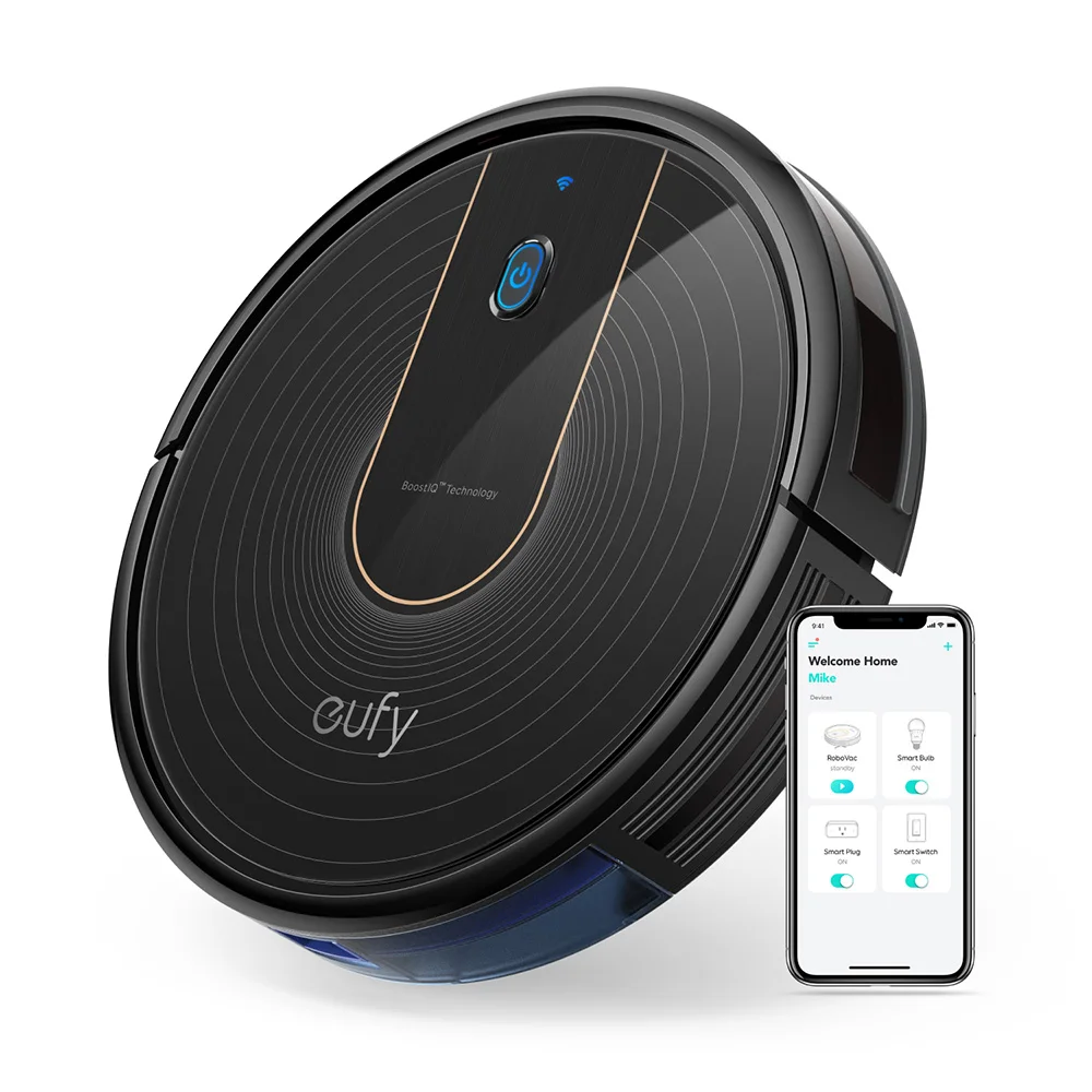 Eufy [BoostIQ] RoboVac 15C, Wi-Fi, 1300Pa супер-тонкий, тихий, самозаряжающийся робот-пылесос для твердых полов и ковров среднего размера - Цвет: Black