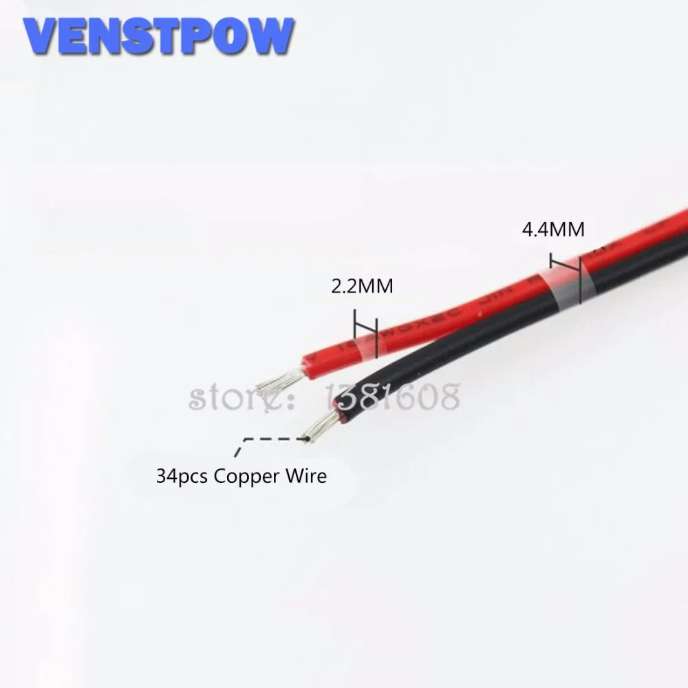 1 м/лот красные черные 2 pins 18AWG светодиодный удлинитель разбавленной Медный провод