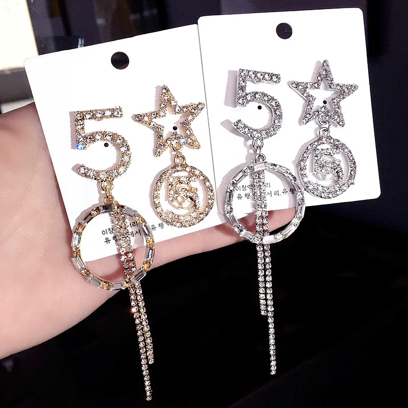 Серьги булавки из серебра S925 геометрические фигурки звезда бахрома цветок