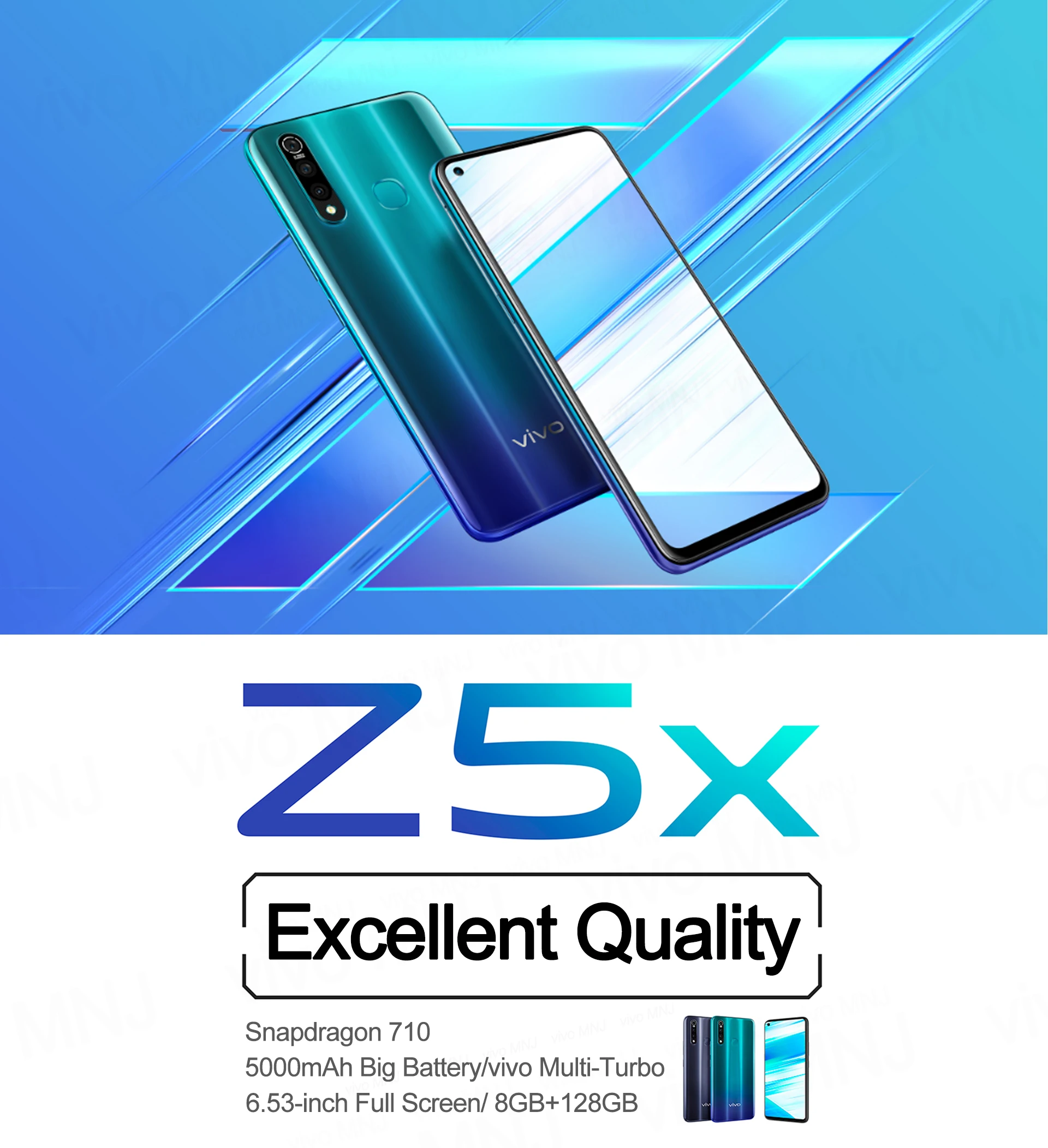 vivo Z5x мобильный телефон 6,5" экран 8G 128G Snapdragon710 16MP камера 5000 мАч батарея 18 Вт зарядка сотовый смартфон