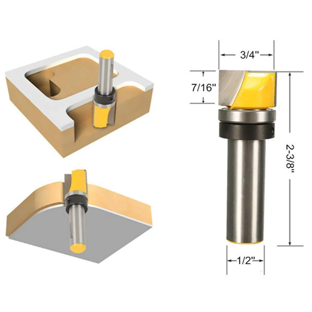 

1/2Inch Woodworking Shank Template Trim Hinge Mortising Router Bit Straight End Mill Trimmer Cleaning Flush Trim Tenon Cutter