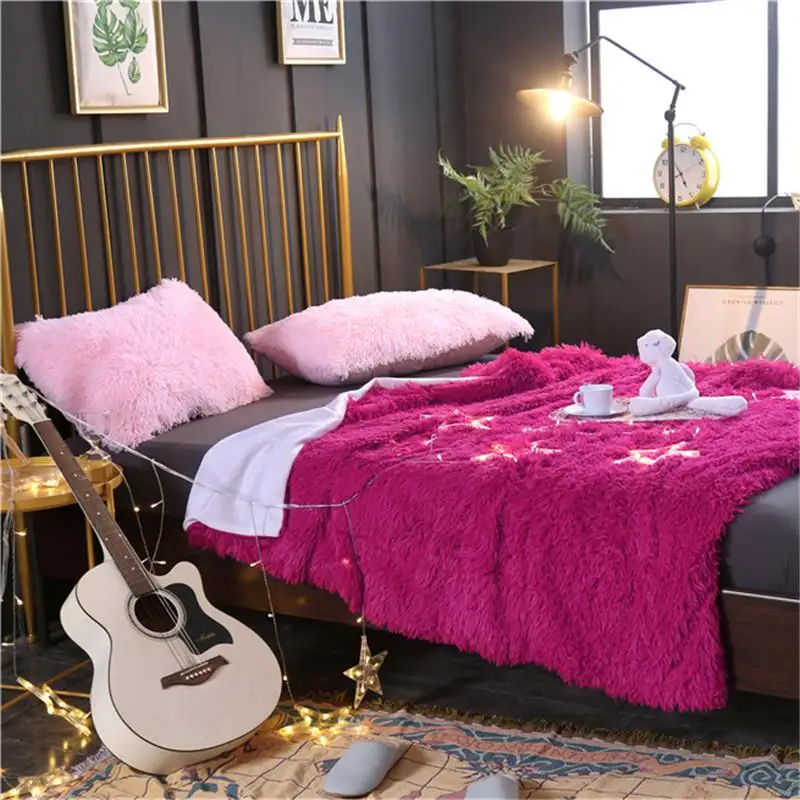 Travel Home Company Reversible Long Plush Throw Blanket Kids Teens Ultra Soft Warm Blankets Bedspread Sofa cover Bed cover set - Цвет: Color 7