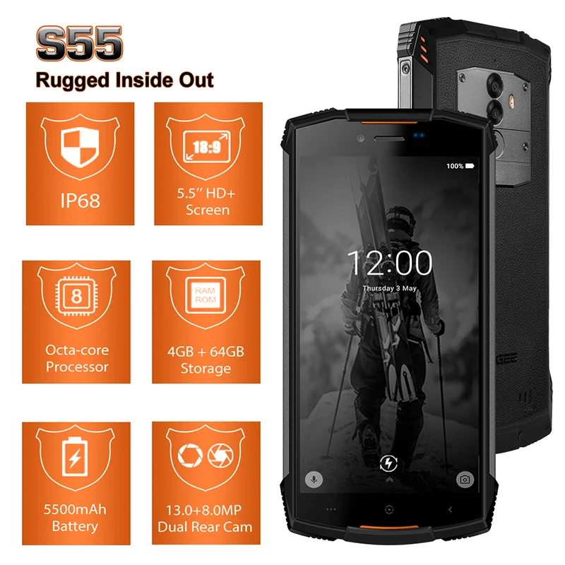 Смартфон DOOGEE S55 на Android 5 восемь ядер экран 8 0 дюйма 4 Гб + 64 ГБ|Смартфоны| |