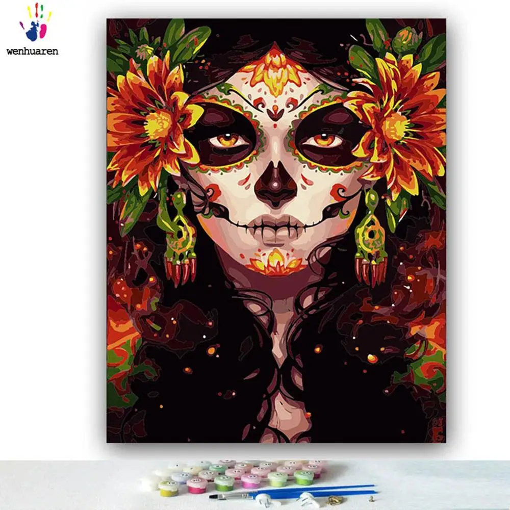 paint by numbes art painting numbers Indian tradition characteristic personality mysterious Handmade Filling and coloring | Дом и сад