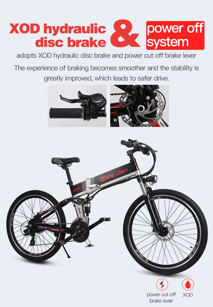 Масляный тормоз Электрический велосипед 48V500W вспомогательный горный велосипед 50 км литиевая батарея 48V10. 4AH фара stvzo