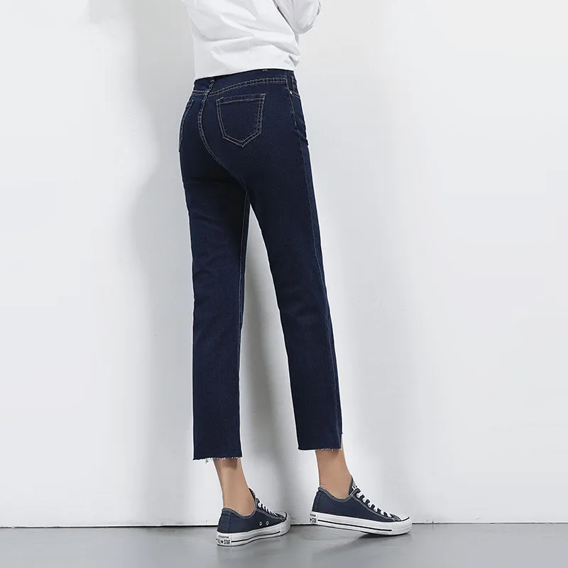 LEIJIJEANS весенние размера плюс 4 одноцветные Необычные манжеты высокая талия длина