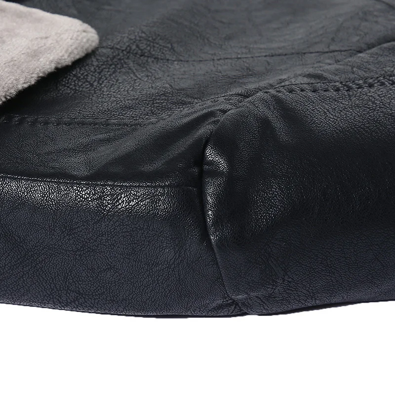 2018 new Men Sheep skin Jacket Faux Fur Fleece Motorcycle Bomber Black Leather Coats Male Outerwear Winter Keep warm | Мужская одежда