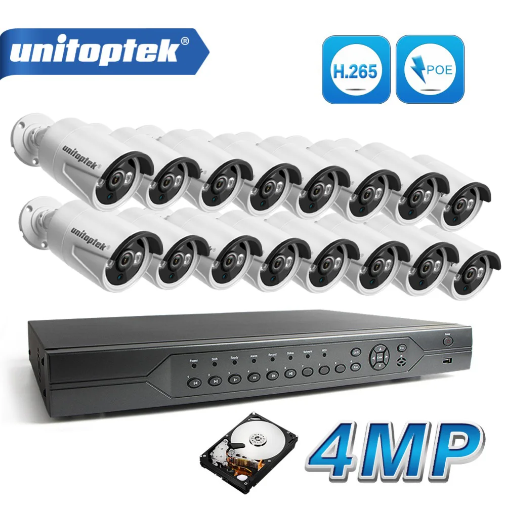 HD H.265 4.0MP PoE камера безопасности CCTV Системы 16CH NVR 16 шт. 2592*1520 IP Камера на открытом
