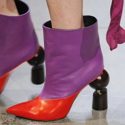 

autumn slip on shoes black red purple gold smooth leather fashion ankle booties pointed toe botas spike heels boots size 34-46