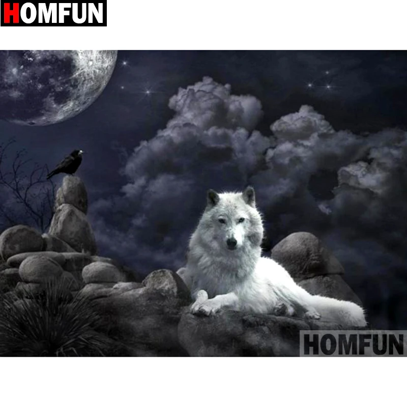 Алмазная живопись HOMFUN волк картина из квадратных/круглых страз сделай сам