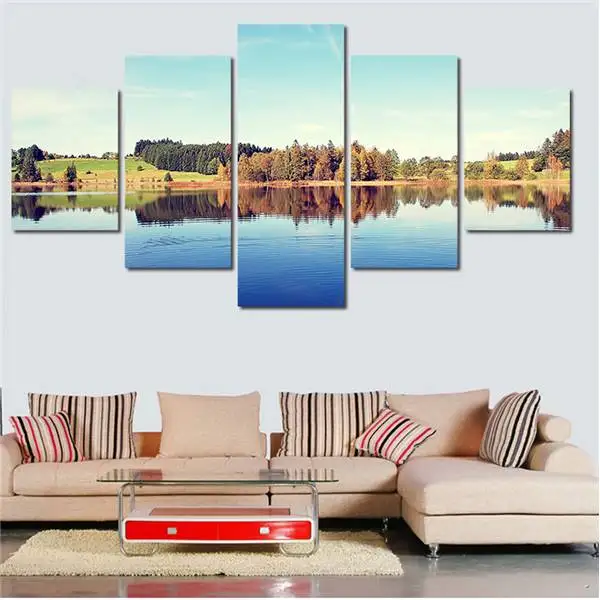 5 шт. абстрактный современный дом деревья озера стены фотографии Живопись на