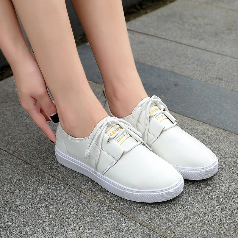 CHAISHOU 2019 Women's Spring New round head PU lace-up flower casual shoes platform small white student sports B-297 | Обувь