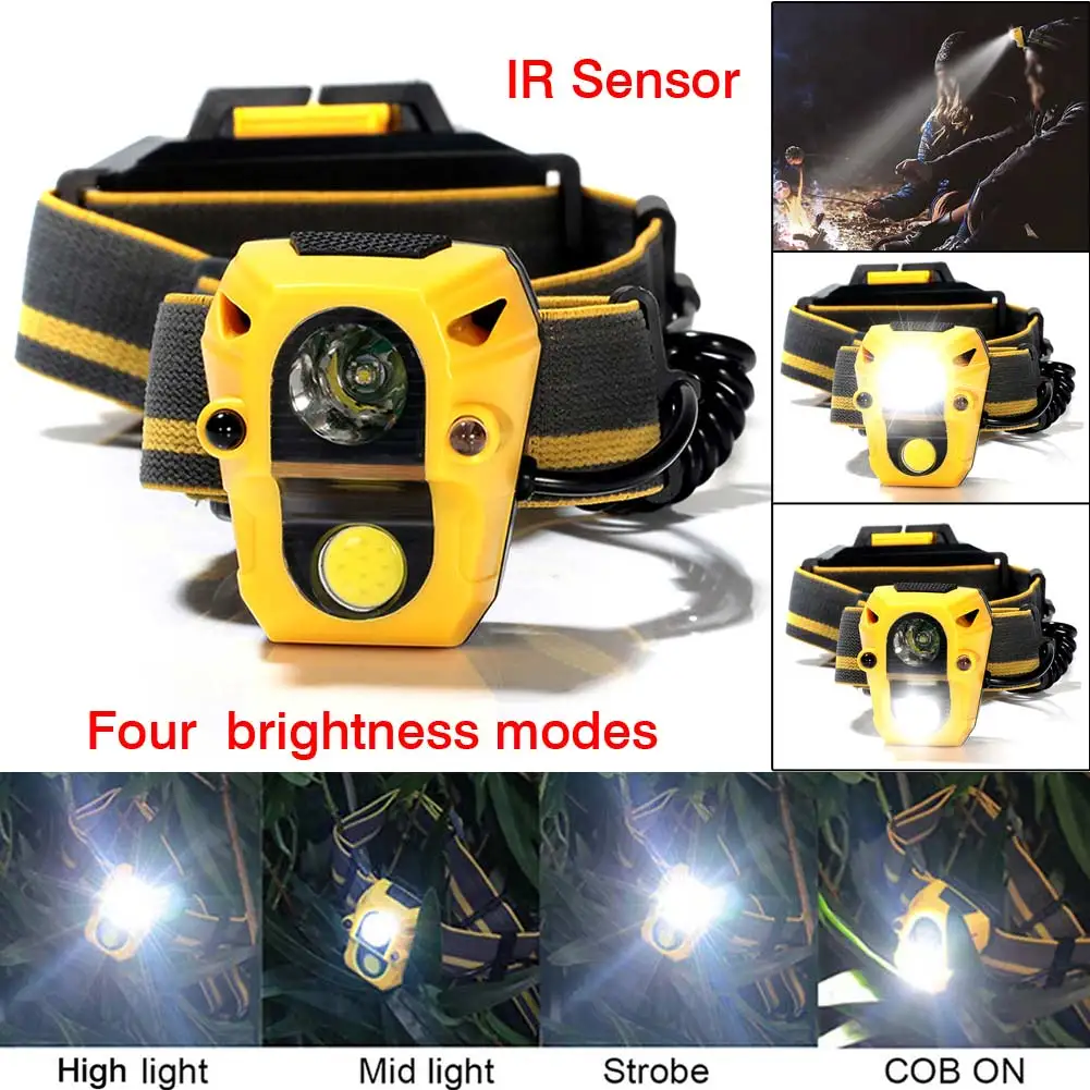 Налобный фонарь с ИК датчиком и Индукционным режимом 2000 лм 5 Вт|headlamp 5w|headlights forcob 5w |