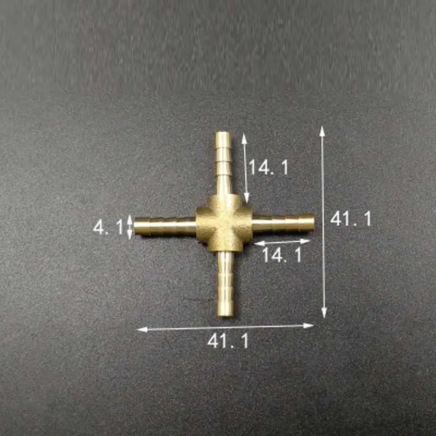 

Hose Barb 4mm 4 Way Splitter Cross Brass Connector Coupling Adapter Fitting