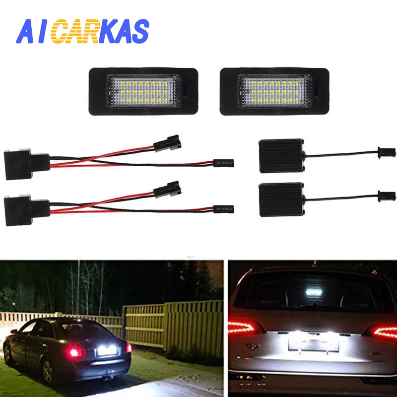 

AICARKAS 1 Pair 6500K 5W LED License Plate Light for Audi A1 A7 RS5 TTRS A6 C7 Q5 A4 S5 A5 TT Error Free Auto Interior Lamp