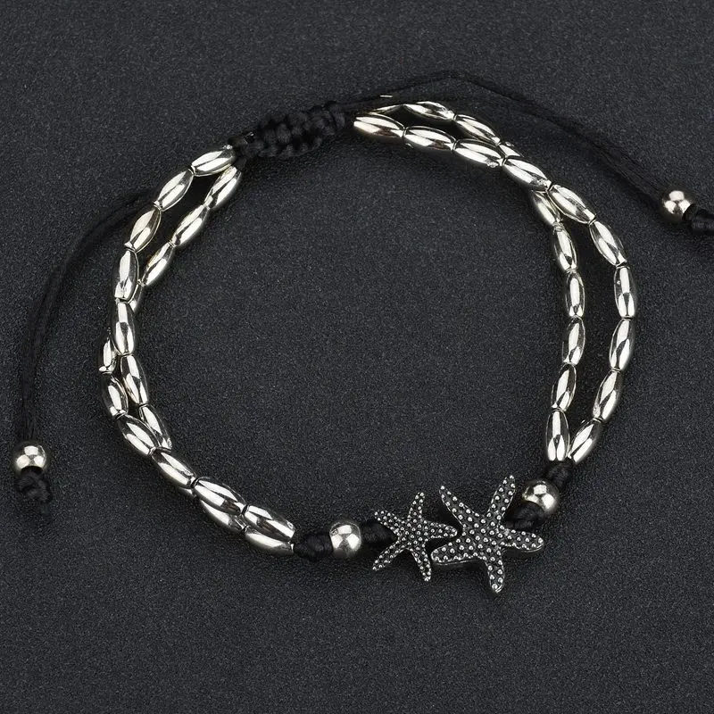 Летняя подвеска на ногу с бусинами цепочка браслет морскими звездами двойной