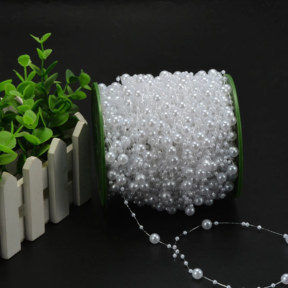 Жемчужная Нить 60 м нить белого жемчуга Свадебный венок Diy Craft люкс украшение для