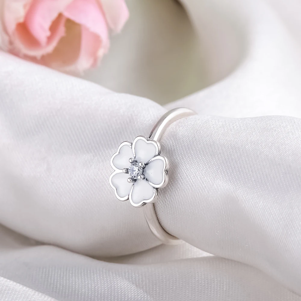 DEVOLOVE Trendy with White Enamel Flower Finger Ring Women Cheap For Party Accessories anillo CRI1103-B Dropshipping | Украшения и