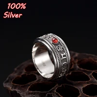 spinner six words mantra rings men and women rotatable vintage style om mani padme hum fine jewelry