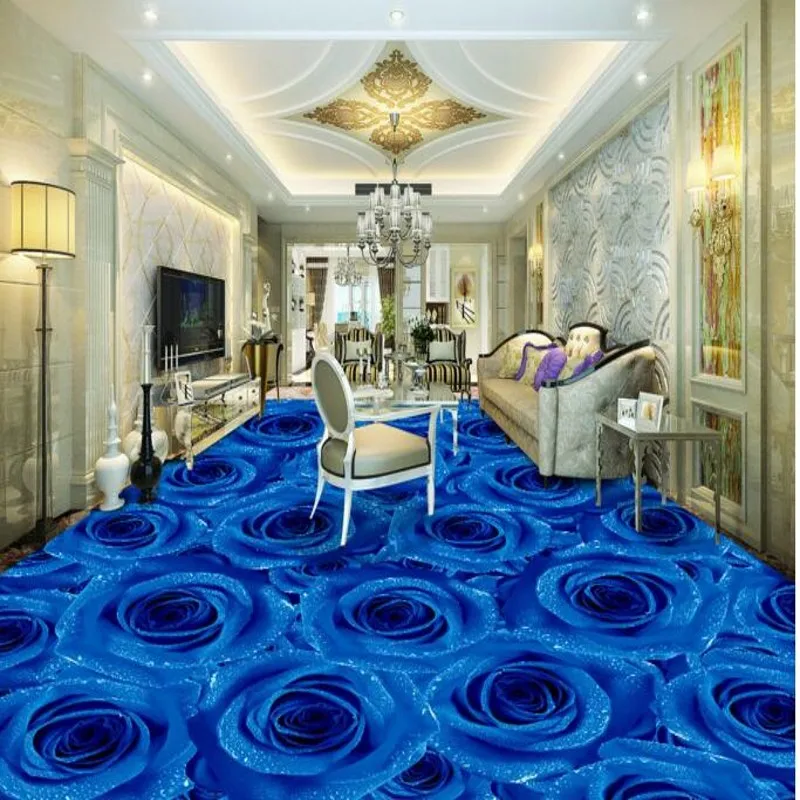 Beibehang индивидуальная синяя Роза для гостиной спальни 3d напольная плитка