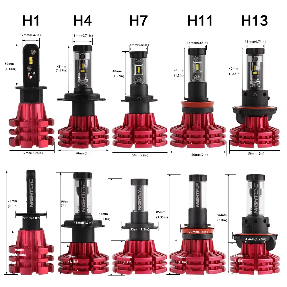 Nighteye светодиодный H4/HB2/9003 H13 9005 9006 9007 H7 H11 60 Вт 10000LM Автомобильный светодиодный фары H1 H3 Противотуманные огни 3000K 6500K 8000K "подключи и играй"