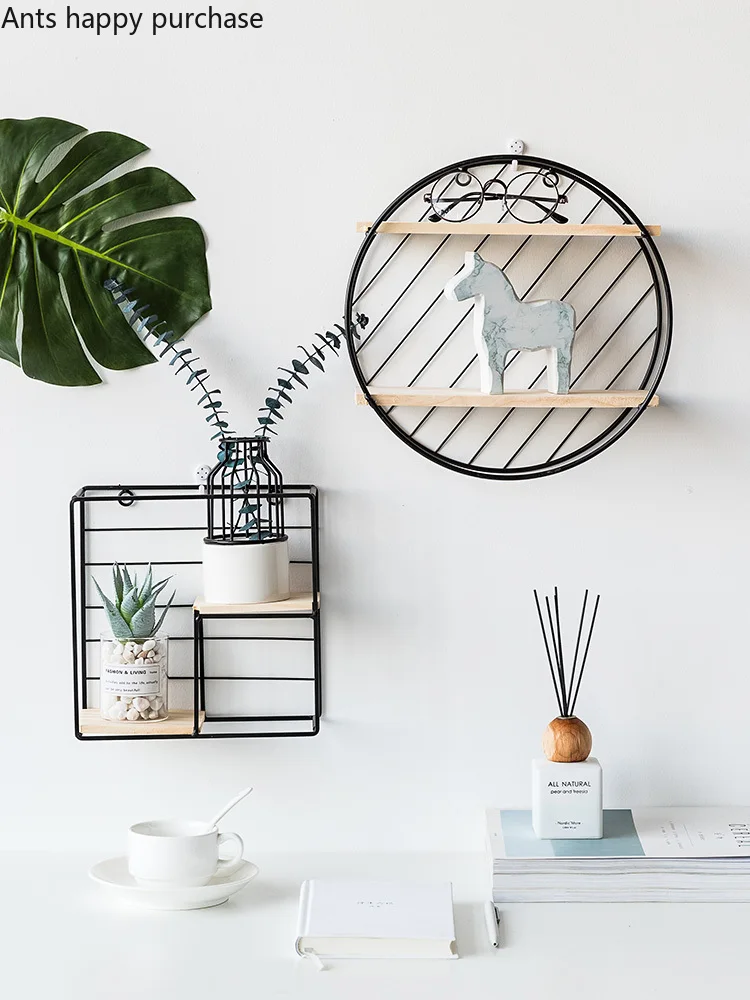 Настенная декоративная полка металлическое многоугольное настенное украшение