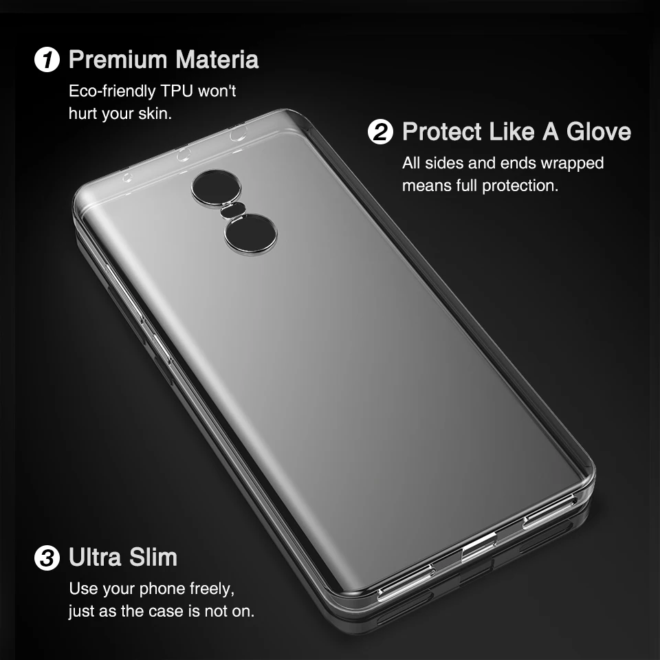 Для Redmi Note 4 Ультратонкий Мягкий чехол из ТПУ для Xiaomi прозрачного силикона