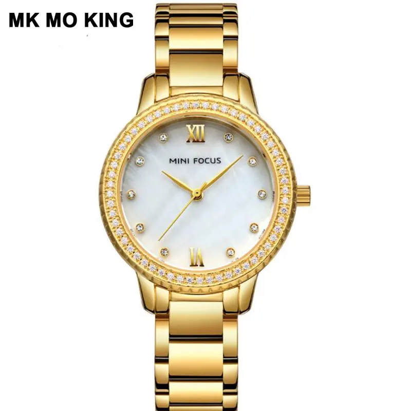 Роскошные женские часы с бриллиантами из нержавеющей стали повседневные