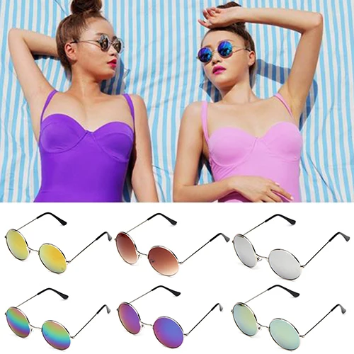 Оптовая продажа мужские и женские винтажные круглые очки с зеркальными линзами в