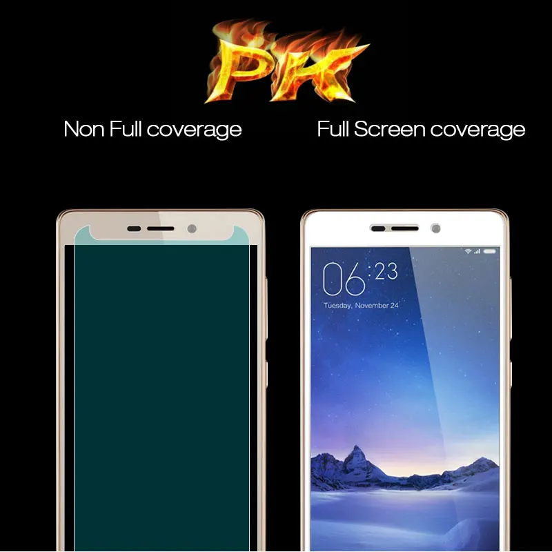 Закаленное стекло с полным покрытием для Xiaomi Redmi 3 s Защитная пленка экрана Hongmi S