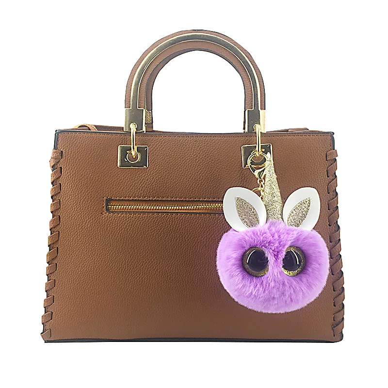 Золотой розовый глаз Единорог меховой шар брелок Подвеска Дамский кошелек