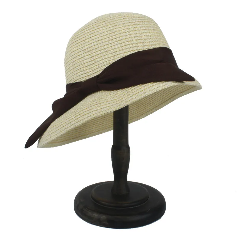 Шляпа Соломенная женская летняя Пляжная с широким полями большой бантик размер