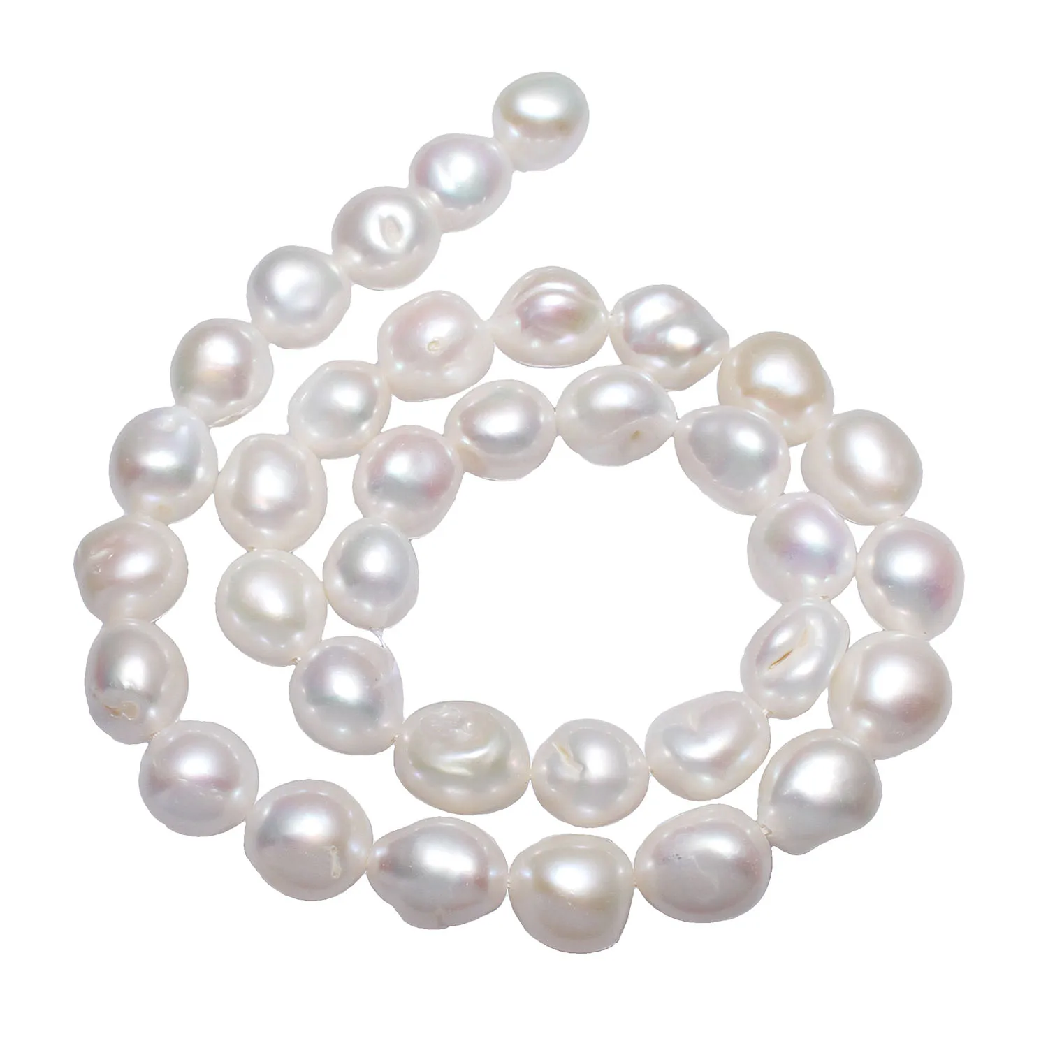10-11mm Cultured Baroque Freshwater Pearl Beads Nuggets Natural White Pearl Beads Sold Per Approx 15.7 Inch Strand Free Shipping