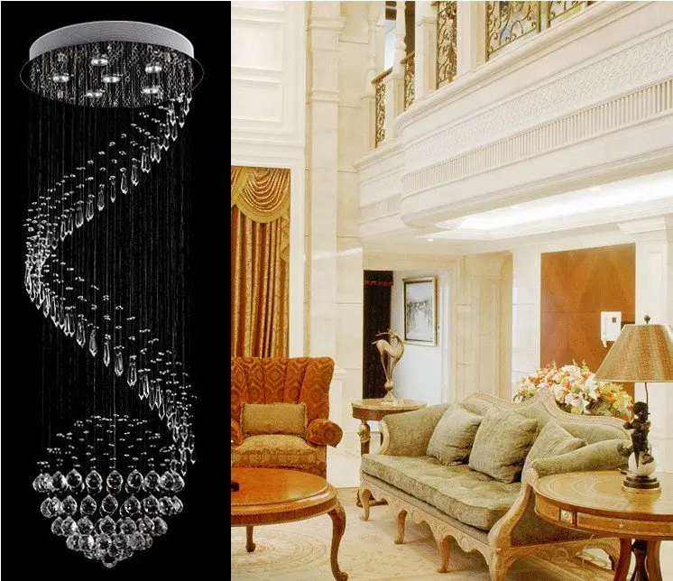 Декоративный хрустальный потолочный светильник спираль люстры для лестницы