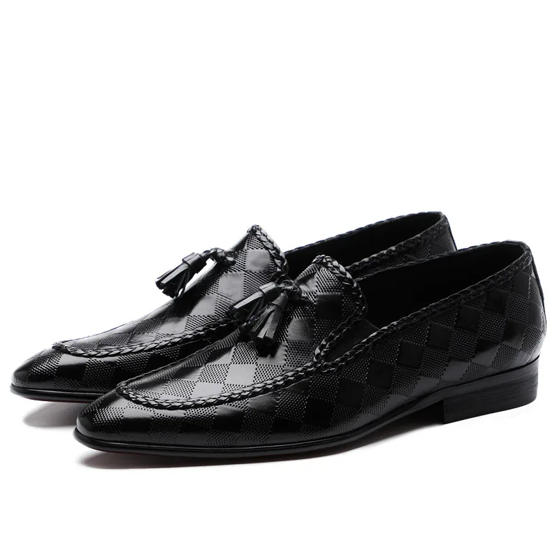 PJCMG весна/осень черные/коричневые мокасины из натуральной рельефной кожи дышащие